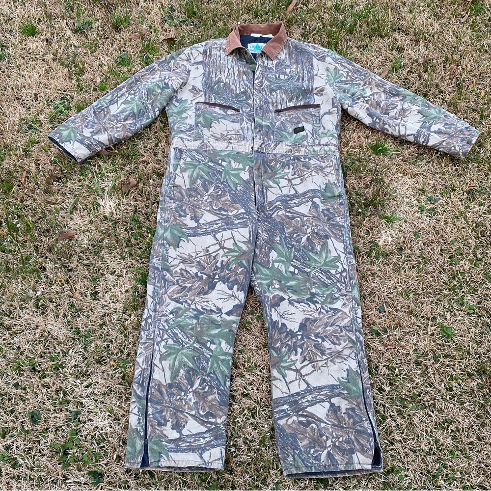 Vintage Liberty Real Tree Coveralls Camo USA Made Hunting Outdoor Gear Men’s XXL